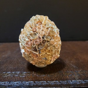 Vintage Handmade Paper Quilling Egg Free Form Pastel Colors 3"