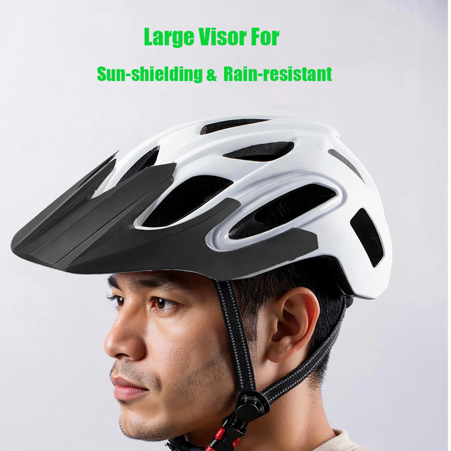 White Large Mountain Bike Helmet Adult Cycling Helmet 55-61cm Helmet 310g