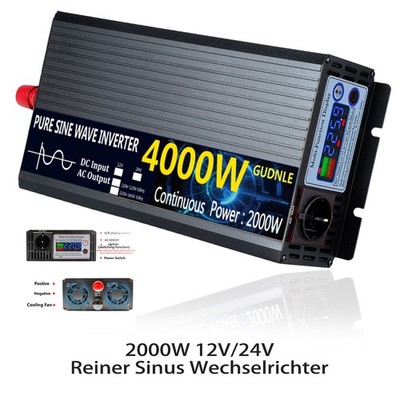 3000W-6000W 12V/24V 230V Reiner Sinus Wechselrichter für Wohnmobil Camping LCD