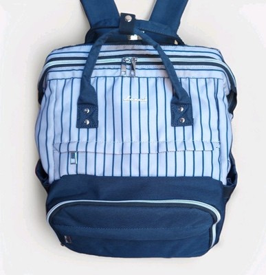 Lovevook Backpack Blue Striped Laptop Bag USB Plug Slot Pockets 7Wx13Lx16''H