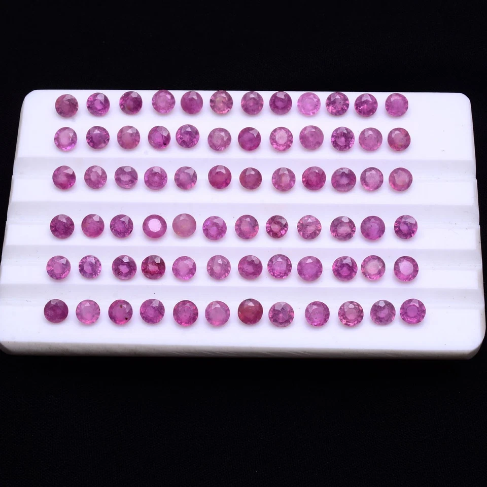 32 Pcs Natural Ruby Mozambique Round Cut 3.70mm-4mm Pinkish Red Loose Gemstones - Image 2 of 4