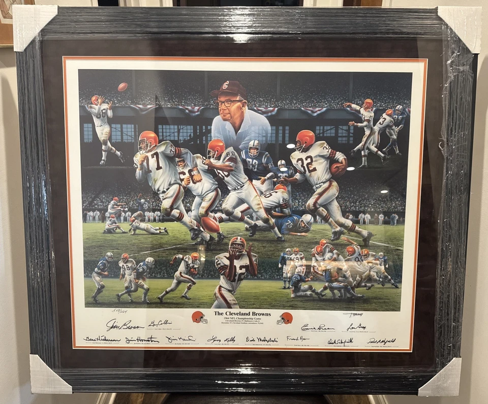 Póster enmarcado autografiado de campeones de la NFL de los Cleveland Browns 1964 519/664 - con certificado de autenticidad Foto 2 de 4