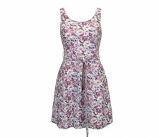 Tommy Hilfiger Floral Fit  Flare Sleeveless Midi Dress Pockets Side Zip Size 6