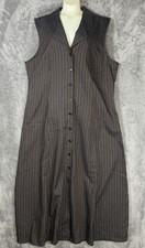 VTG 90s Worthington Women’s Dress Made in USA Brown Pinstripe Sleeveless Long