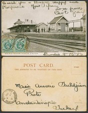 South Africa 1905 Old UB Postcard Railway Station Glencoe Junction Rail Platform