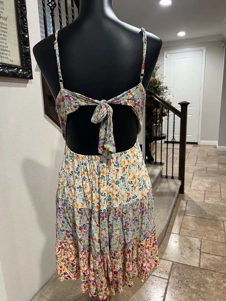 Angie Tie Back Floral Mini Dress Size L - Image 3 of 4