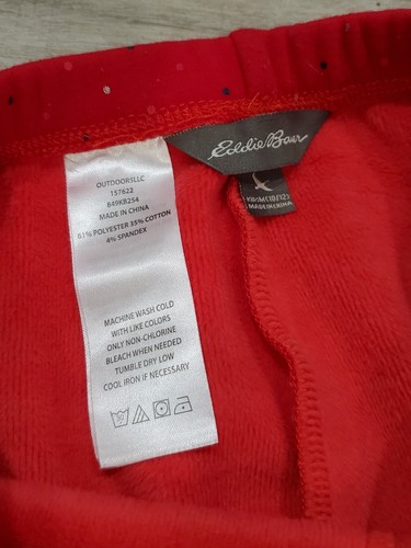 Eddie Bauer Girls Holiday Red Sparkle Dots Winter Fleece Lined Leggings M 10-12 - Picture 3 of 4