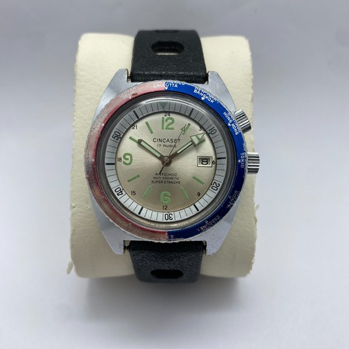 RARE SKIN DIVER CINCASET COMPRESSOR GMT MECHANICAL VINTAGE WATCH 1970S - Picture 2 of 16