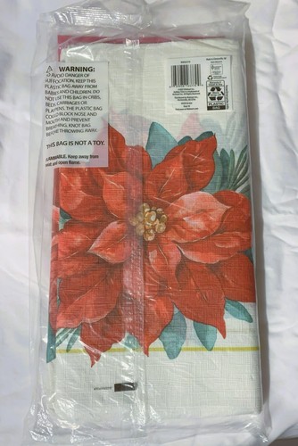 Christmas Poinsettia Paper Table Covers 54x84 2 covers Made in USA Holiday Time - Picture 11 of 11