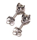 GIA 14k white gold 1.17ct VS2 SI2 G round diamond 4 prong deco stud earrings — photo 6