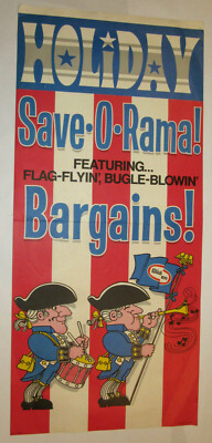 BICENTENNIAL VINTAGE RED/WHITE/BLUE 1976 GLIDDEN PAINT PAPER SIGN