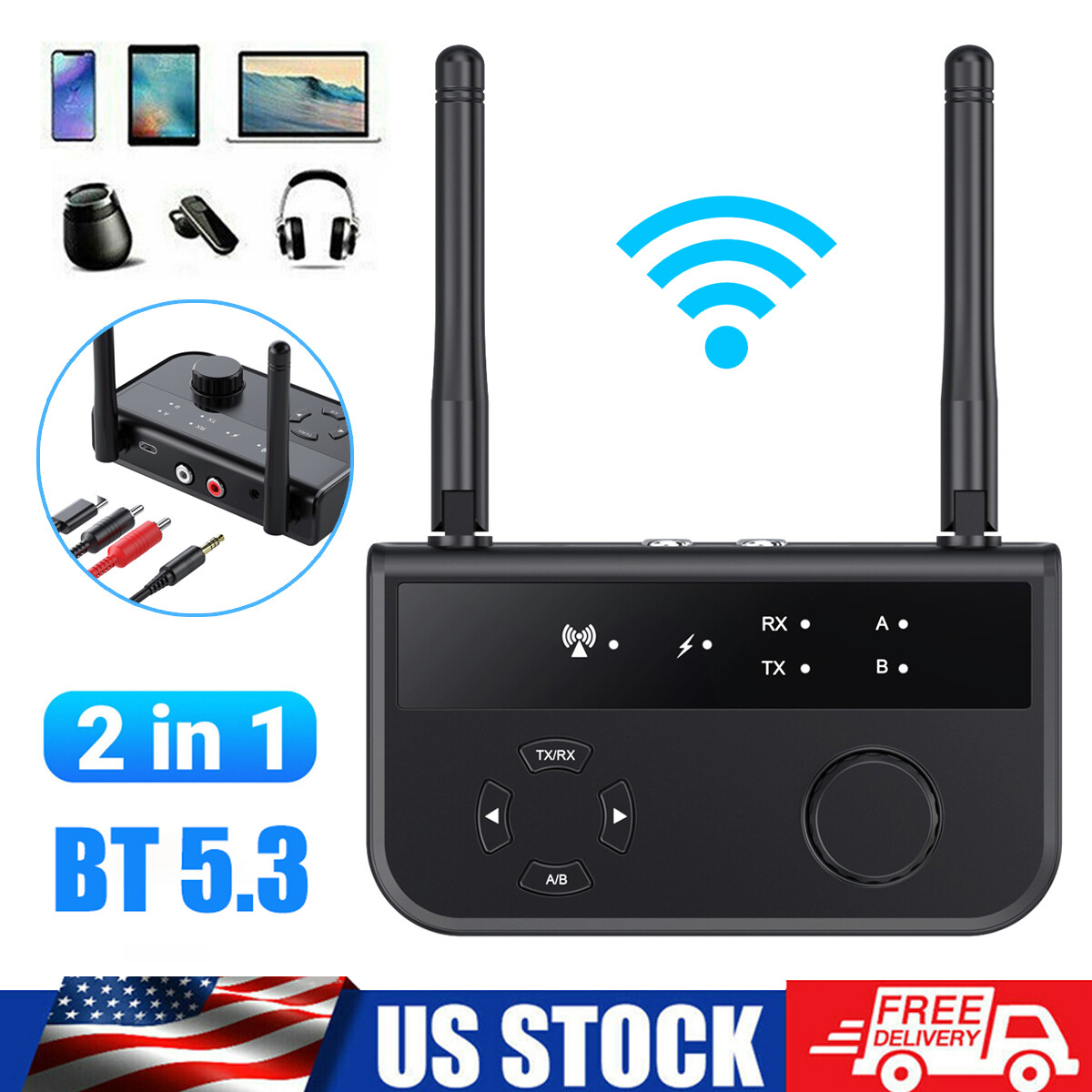 Bluetooth 5.3 Transmitter Receiver for PC TV Stereo Audio Adapter