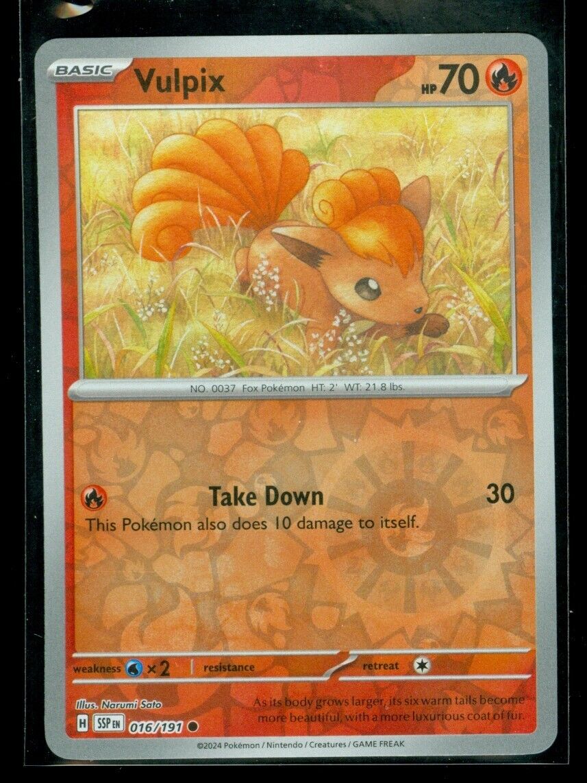Pokemon VULPIX 016/191 - Surging Sparks - Rev Holo - - MINT Pokemon VULPIX 016/191 - Surging Sparks - Rev Holo - - MINT