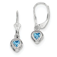 Sterling Silver 0.9in Long 5.00mm Heart Blue Topaz Leverback Earrings on sale Sterling Silver 0.9in Long 5.00mm Heart Blue Topaz Leverback Earrings on sale