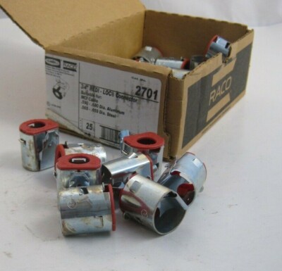 Box of 25 RACO 2701 3/4'' REDI-LOC Connectors - Straight Connector - Snap-In Type