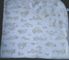 Infant Girl Pink Tan French County Print Hooded Blanket