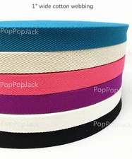 1 Inch wide Solid color Heavy Cotton Webbing 2 mm Thickness ship from U.S.