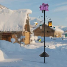 Adjustable Bird Feeder Pole w/Squirrel Proof Baffle, Bird Feeder Pole