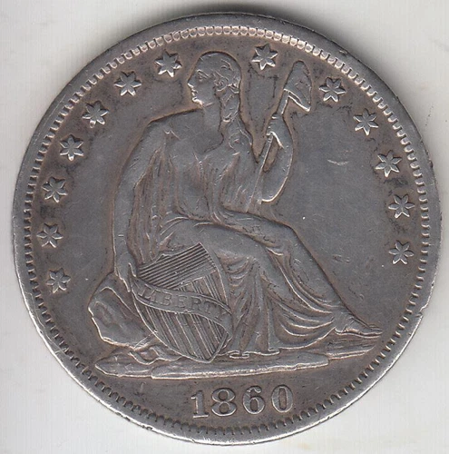 JUST REDUCED!! BETTER DATE 1860-S SEATED LIBERTY HALF DOLLAR XF DETAILS
