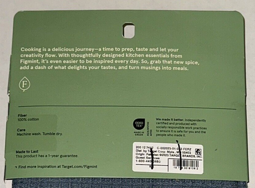 Figmint Brand Reusable Kitchen Scrubber Dish Clothes Large 100% Cotton Eco Towel