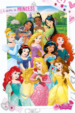 (138) NEW MAXI POSTER DISNEY I AM A PRINCESS CINDERELLA AURORA RAPUNZEL ARIEL