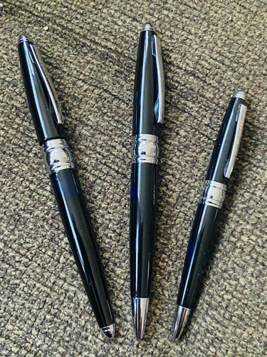 Bill Blass Black n’Silver Pens W/Black Ink Trio Refillable Black Pen/RBall/Mini- - Picture 11 of 15