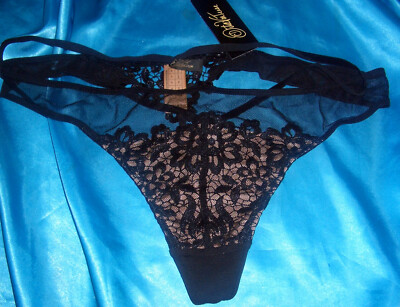 Dita von Teese sexy Pin Up Spitzen String Stringtanga 42 black nude NEU!  (Y34)