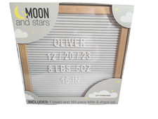 MOON AND STARS Letterboard w/ Wood Frame  Letters Numbers Symbols Baby Shower