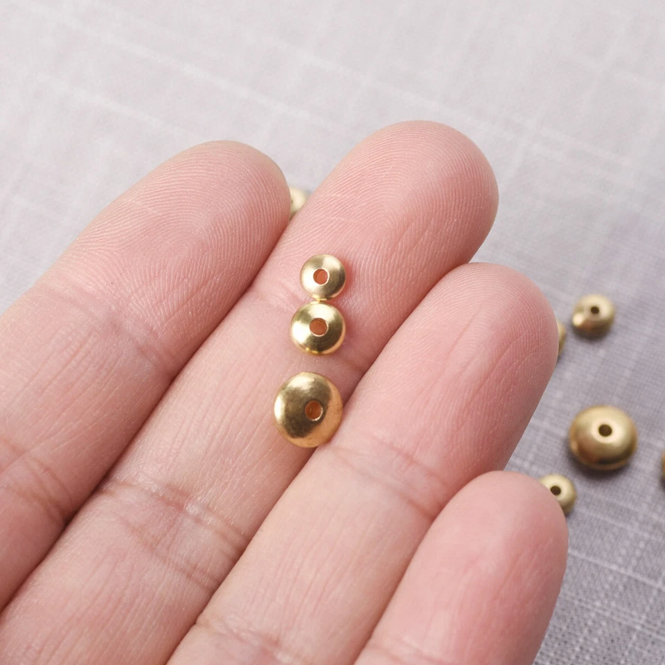 5x2mm 6x2.5mm 8x3mm Solid Brass Rondelle Loose Metal Spacer Craft Beads Lot DIY - Image 3 of 3