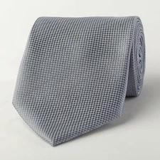Traditional Gray Patterned Tie 3.5" Wide Nectkie Geometric Old-Fashioned Classic