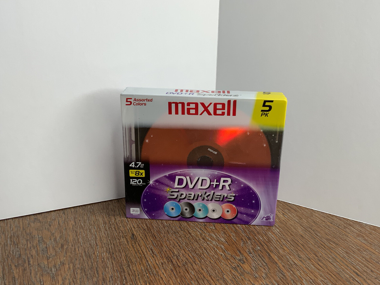 Maxell DVD+R Sparklers 5 Pack Assorted Multi Colored 4.7GB New & Sealed
