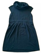 Navy Blue Cowl Neck Cap Sleeve Knit Dress By J.J. Always Size L 100% Acrylic