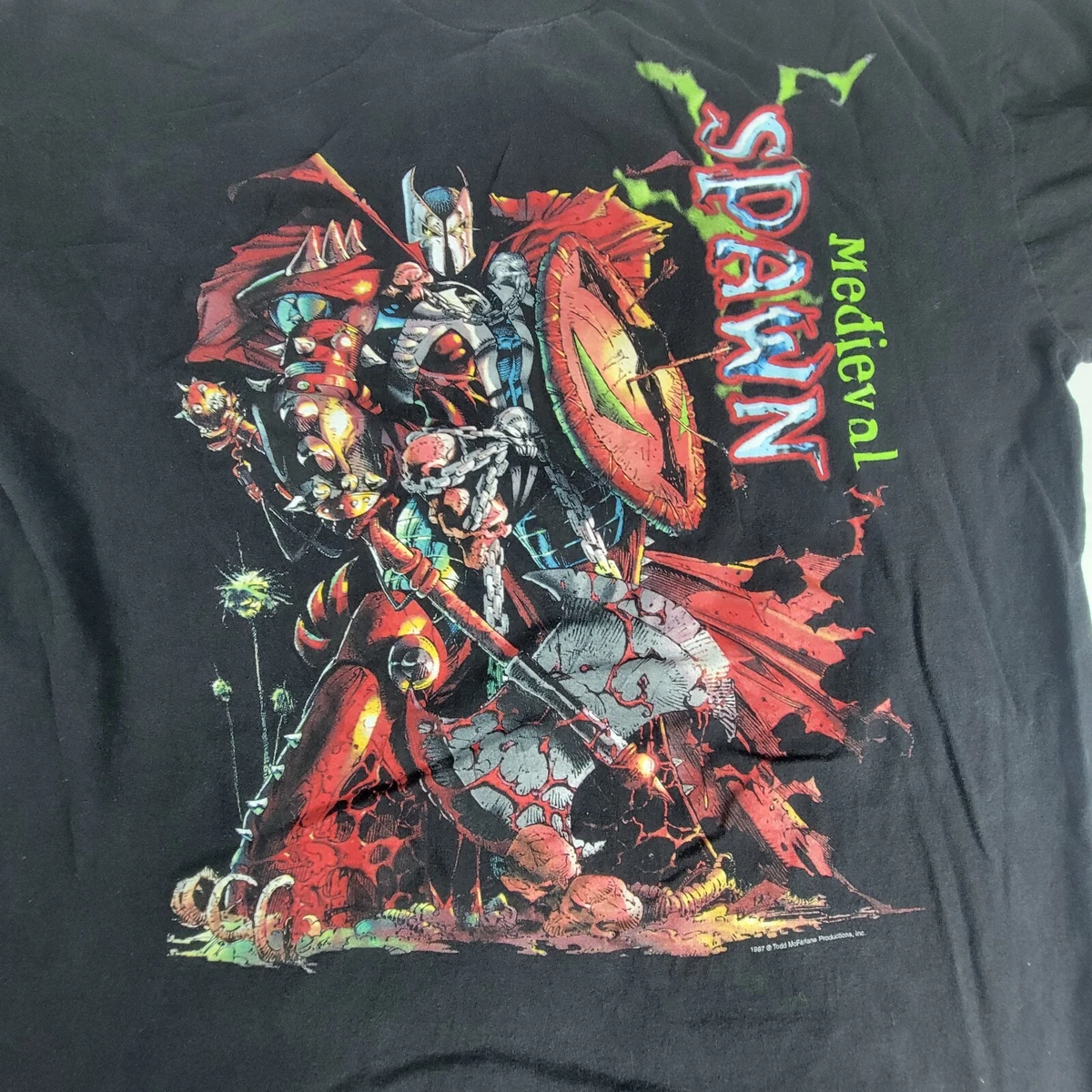 VTG 1997 Medieval Spawn Todd McFarlane Comic Movie Promo Shirt XL Giant tag