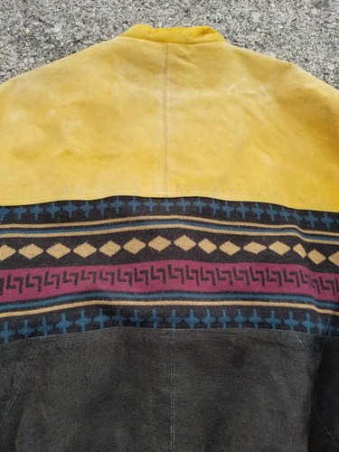 Cappotto giacca pelle scamosciata cowboy vintage azteco western rancher uomo taglia L - Foto 9 di 11