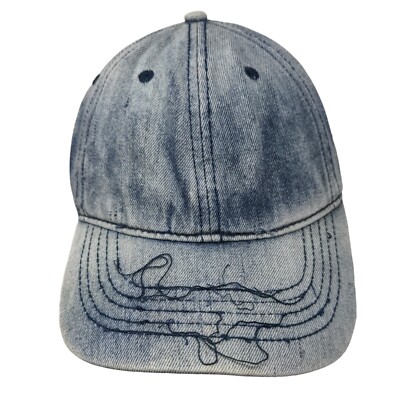 Unbranded Slideback Hat Blue Denim OSFM Adjustable Leather Strap Blank