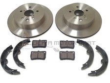2 DISCOS Y PASTILLAS DE FRENO TRASEROS Y ZAPATILLAS FRENO DE MANO PARA LEXUS GS450H GS460 2005-2011