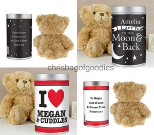 personalised teddy bear in a tin gifts for my girlfriend boyfriend