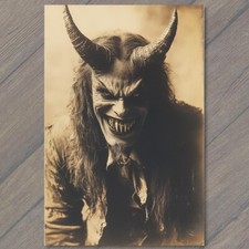 POSTCARD Krampus Evil Horns Christmas Weird Festive Scary Unusual Creepy XMAS