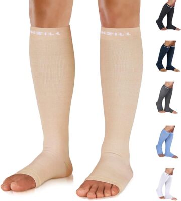  NEWZILL Open Toe Compression Socks for Women & Men, for Circulation 20-30 mmHg