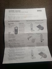 Sega Game Gear Rechargeable Battery Pack Fold-Out OEM Booklet Instruction Manual