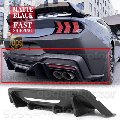 For Ford Mustang 2024-25 AMPP Matte Black Add-On Shark Fin Rear Bumper Diffuser