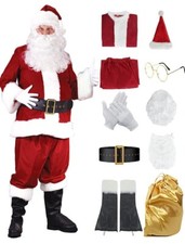 Santa Suit Christmas Santa Claus Costume for Men Women Adult Costume Santa 10pc.