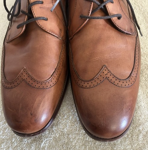 Apt. 9® Mylo Men's 13 Medium Leather Oxford Cognac Derby Wingtip Dress Shoes - Picture 5 of 15