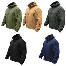 Army Tactical Full Zip Recon Thick Fleece Warm Police Security Badge Hoodie Jack