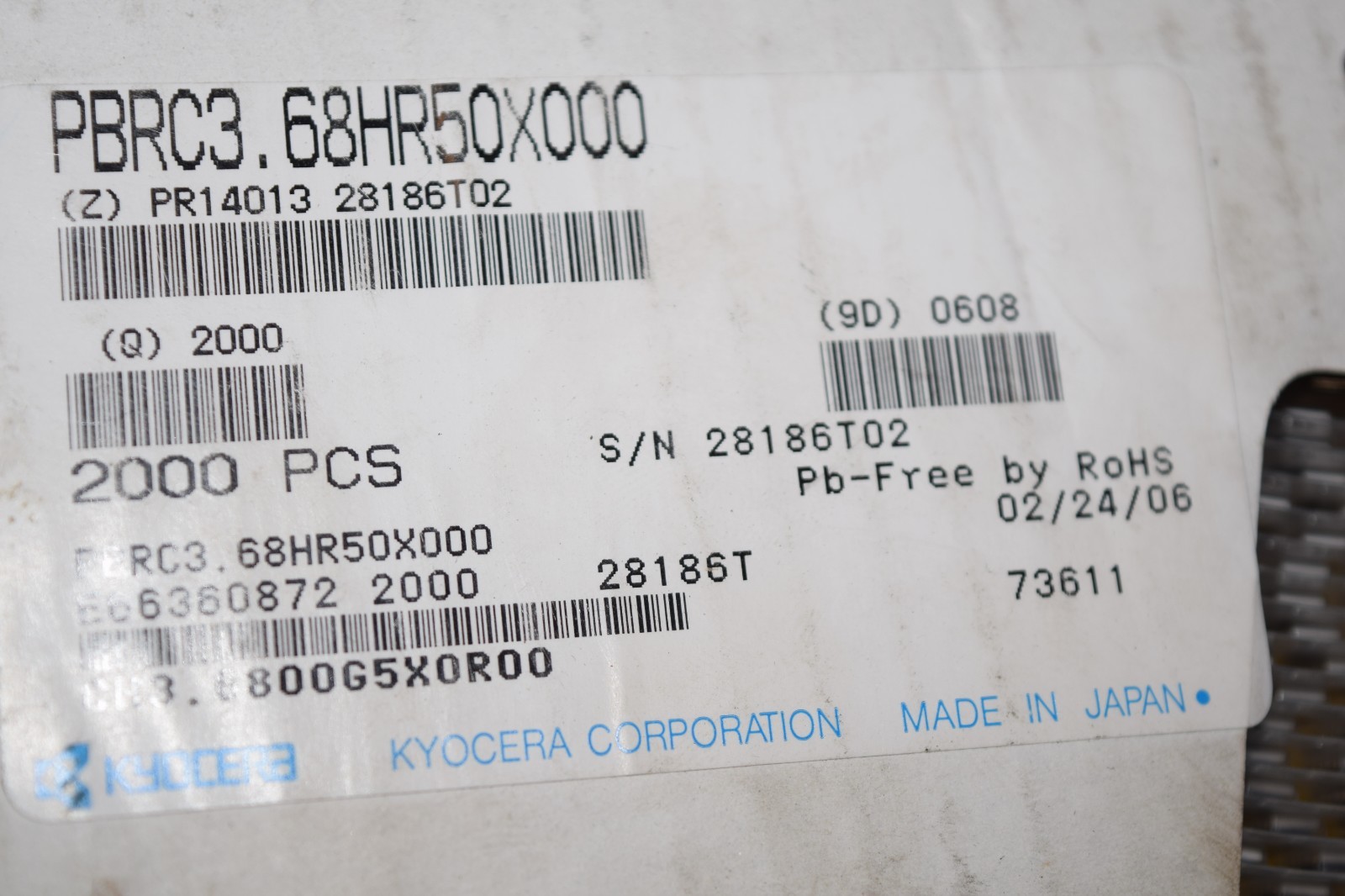 KYOCERA PBRC3.68HR50X000 Ceramic Resonator 3.68MHz ±0.5 New Lot