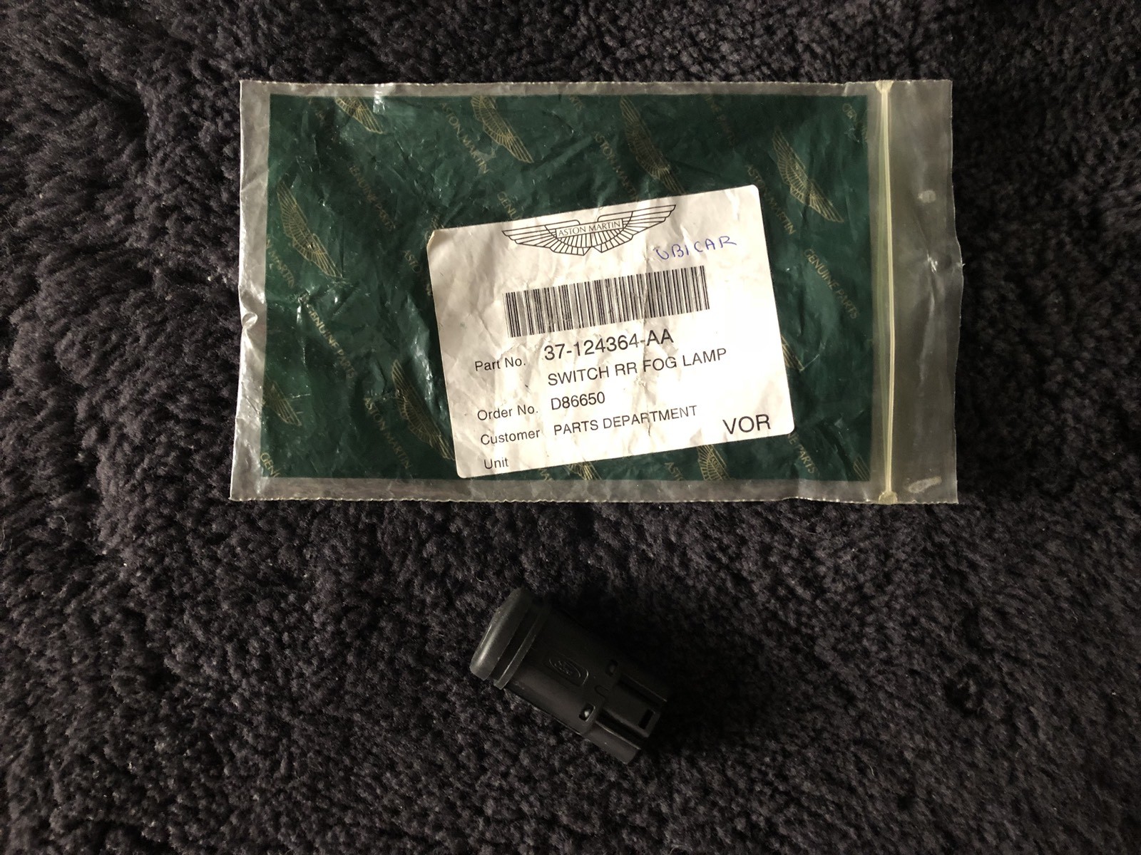 Aston Martin DB7 1995-2004 Front Fog Lamp Switch 37-124363AA NOS OEM