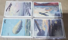 German airplanes Zeppelins signed art Schulze WW1 postcard military lot of 4 (B)