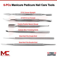 Cuticle Pusher Gauges Manicure Pedicure Ingrown Toenail Skin Trimming Nail File