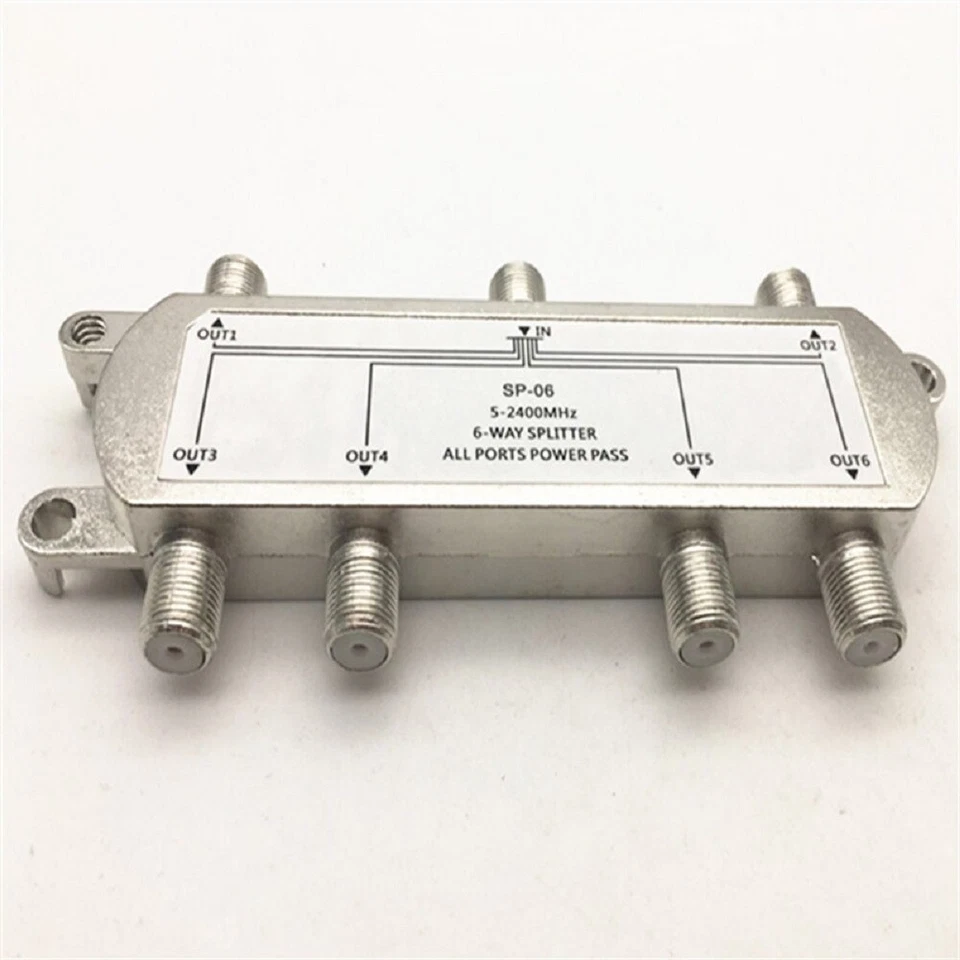 1PC 6 Way TV Splitter 5-2400 MHz Coax Cable Adapter For RG59 RG6 HDTV Satellite - Image 2 of 4