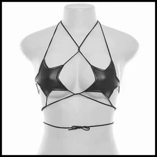 Sexy Women Leather Star Shape Strappy Bra Bus...